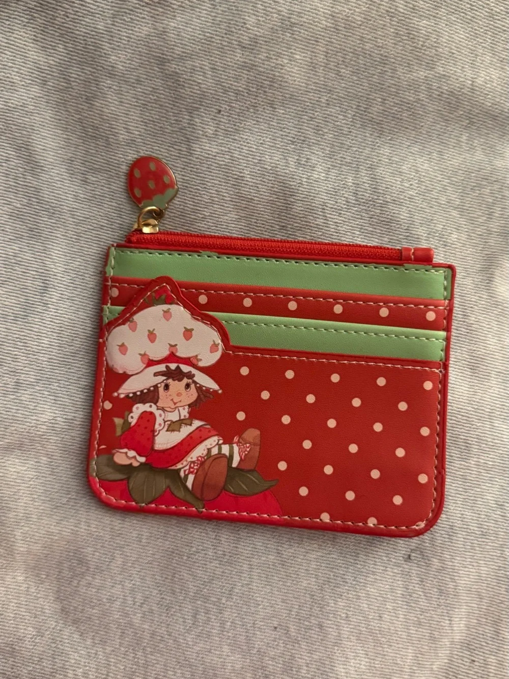 Red Strawberry shortcake Polka Dot Cardholder Wallet